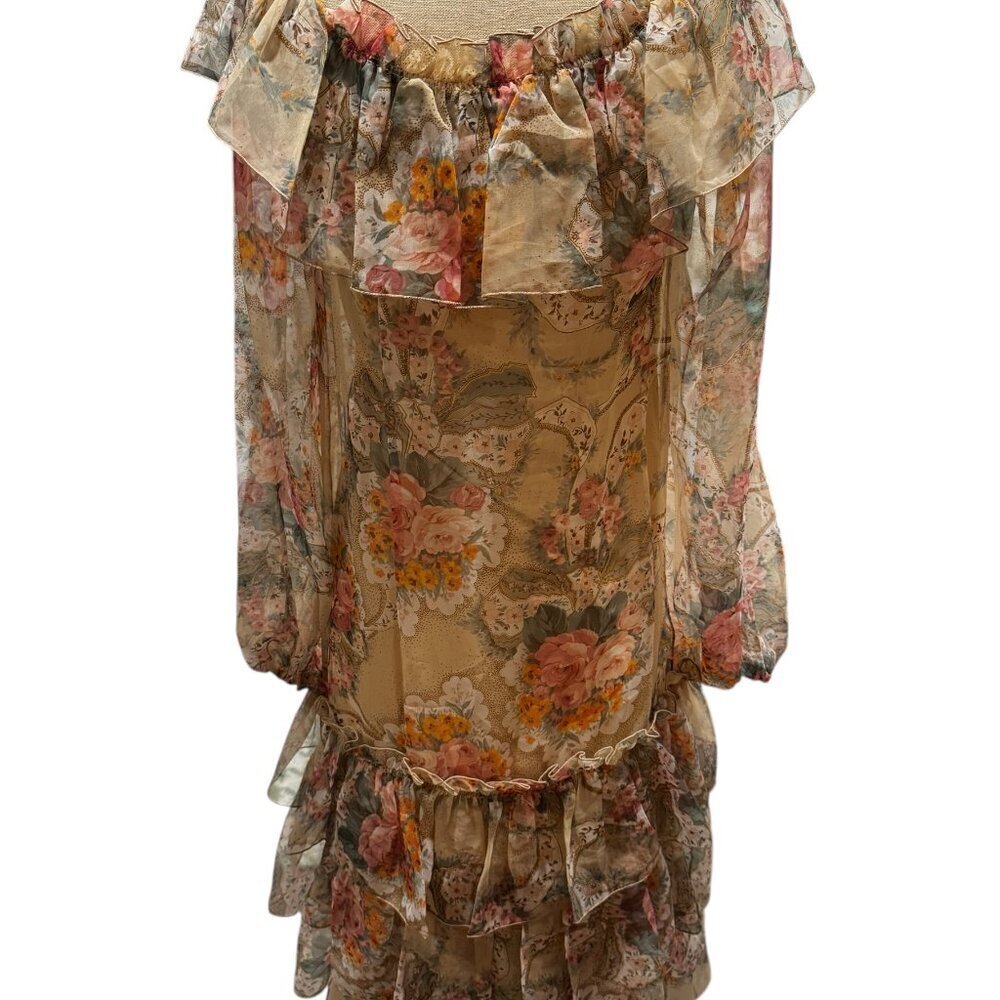 Vintage 1970s Rona New York Sheer Floral Tiered Maxi Dress – Bohemian Prairie Co - Picture 7 of 9
